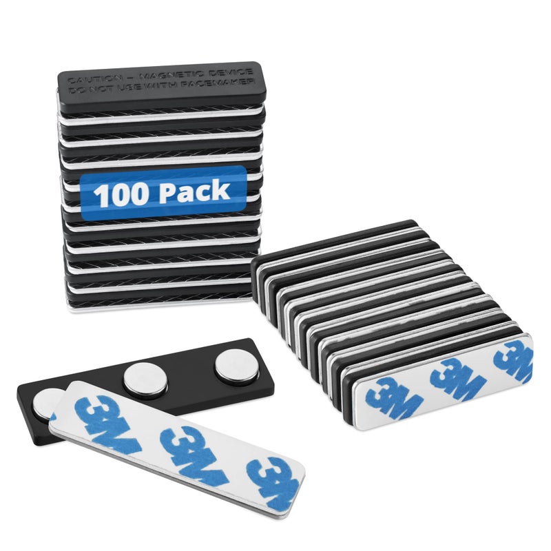 Mifflin-USA Name Tag Magnets (100 Magnets, 1.75 x 0.5 inches), Name Tag Magnet Backs w/ 3 Extra-Strong Neodymium for ID Badge Holders - Image 1